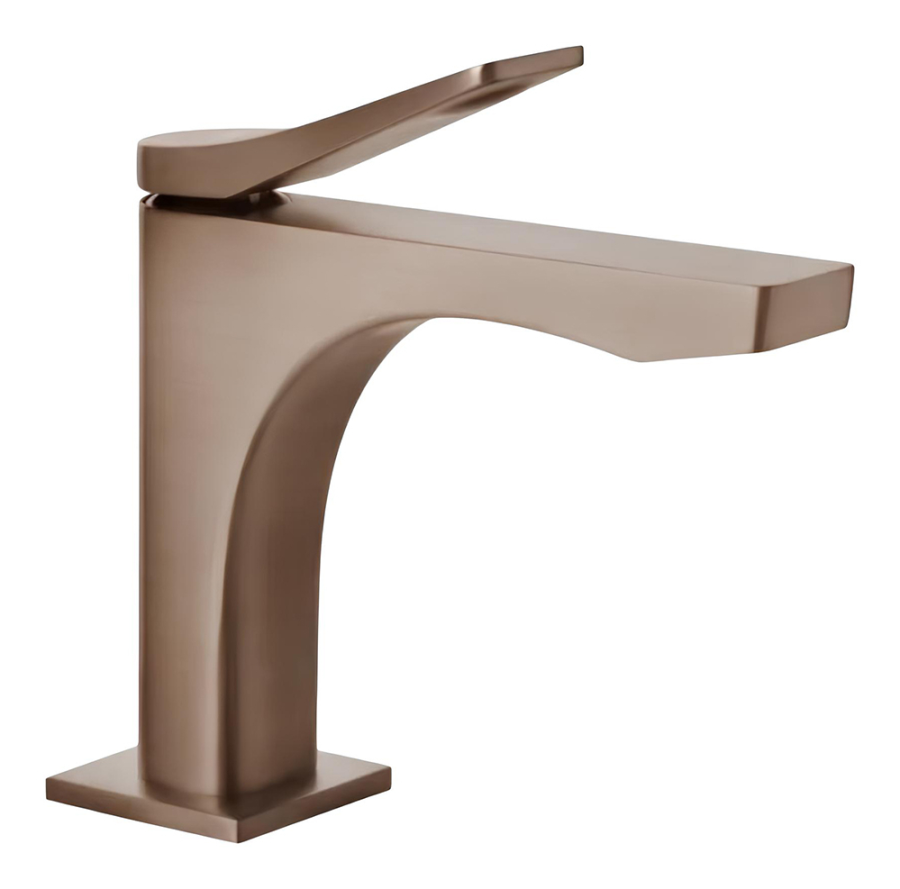 Смеситель для раковины Gessi Rilievo, без донного клапана, с соединительными шлангами, длина излива 166 мм, цвет Copper Brushed PVD