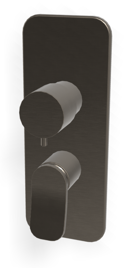 Смеситель для душа Carlo Frattini Flo, настенный, с переключателем на 2-3 потребителя, Н-262 мм, внешняя часть, цвет чёрный хром брашированный