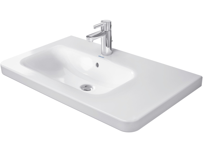 На изображении товар Раковина Duravit DuraStyle для мебели, 800х480 мм, чаша слева, с переливом, 1 отверстие под смеситель, цвет белый с покрытием WonderGliss от официального представителя в Москве