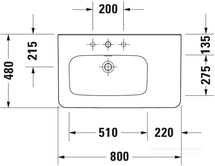 Раковина Duravit DuraStyle для мебели, 800х480 мм, чаша слева, с переливом, 1 отверстие под смеситель, цвет белый с покрытием WonderGliss - изображение 6