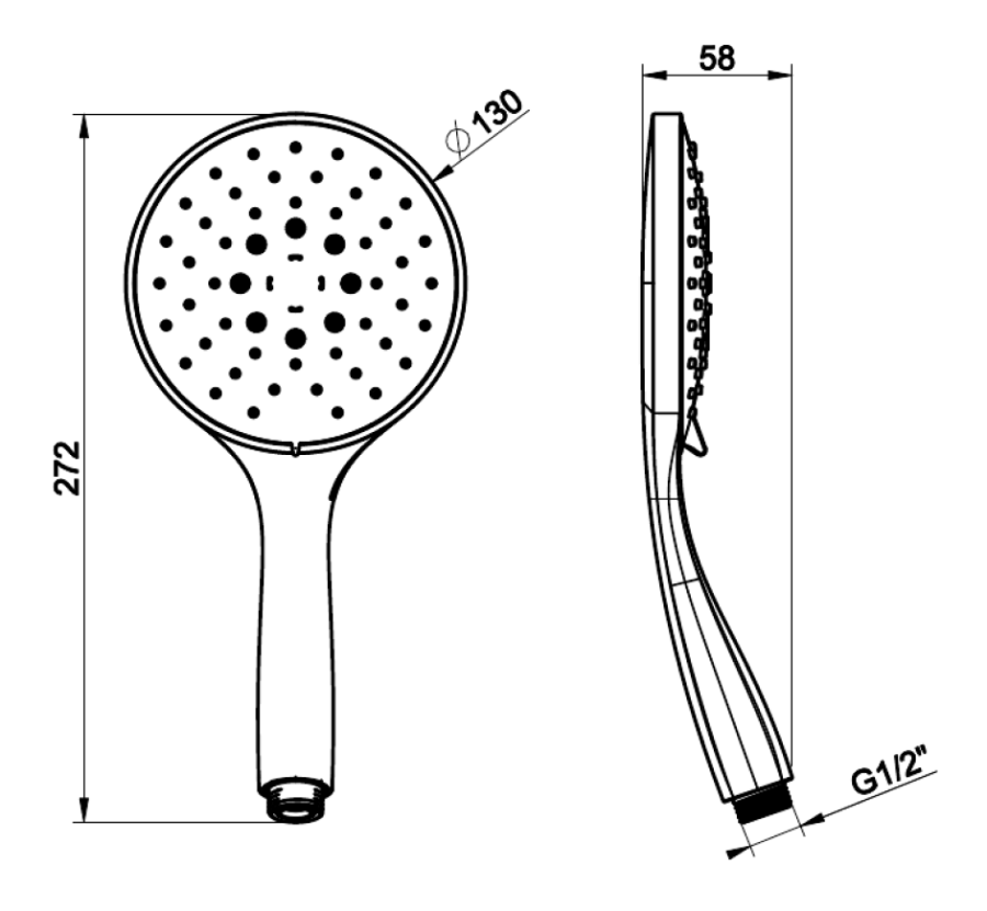 Ручная лейка Gessi Тechnical Accessories, Ø130 мм, 3-режимная, с чёрной вставкой, цвет Finox Brushed Nickel - изображение 1