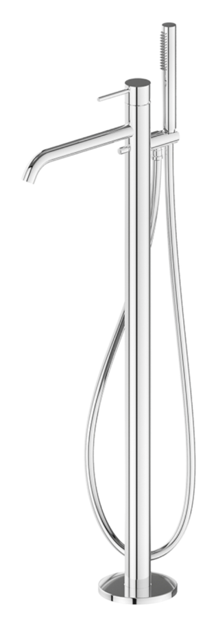 Смеситель для ванны Newform XT, напольный, с переключателем и ручным душем, внешняя часть, цвет хром