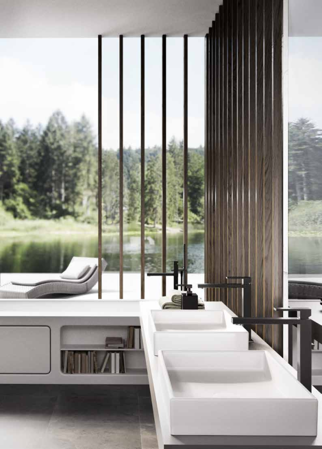 Смеситель для раковины Gessi Rettangolo, высокий, без донного клапана, цвет Matte Black - изображение 1
