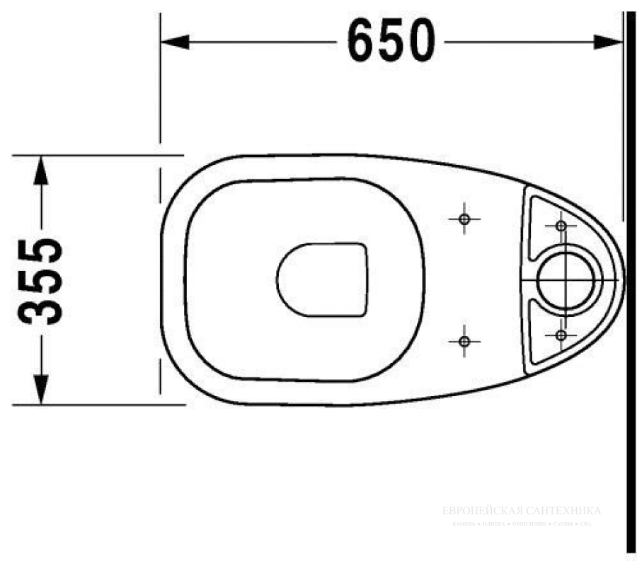 Унитаз напольный Duravit D-Code под бачок, 650 х 355 мм, горизонтальный сток, цвет белый - изображение 3