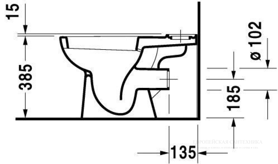 Унитаз напольный Duravit D-Code под бачок, 650 х 355 мм, горизонтальный сток, цвет белый - изображение 2