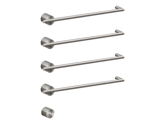 На изображении товар Полотенцесушитель CEA Design Equilibrio, электрический, 4хL.580 мм, кнопка вкл., цвет полированная нержавеющая сталь от официального представителя в Москве