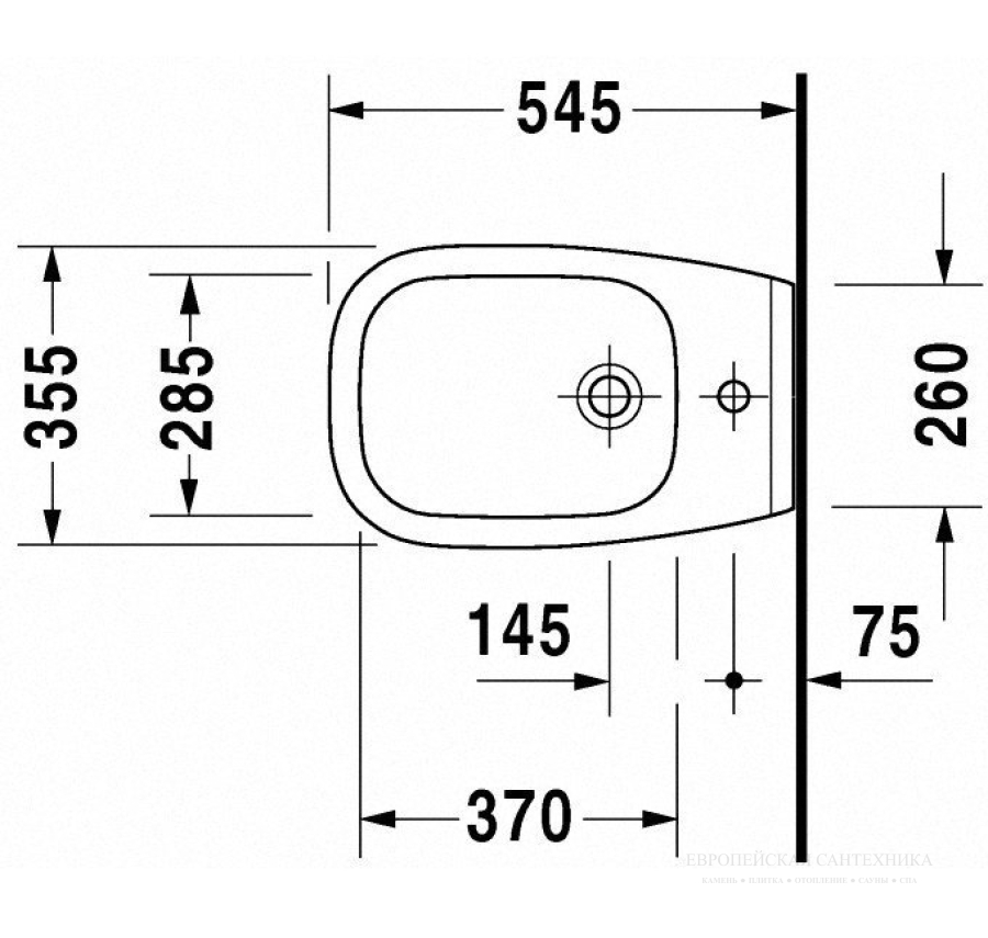 Биде подвесное Duravit D-Code, 545 х 355 мм, цвет белый - изображение 3