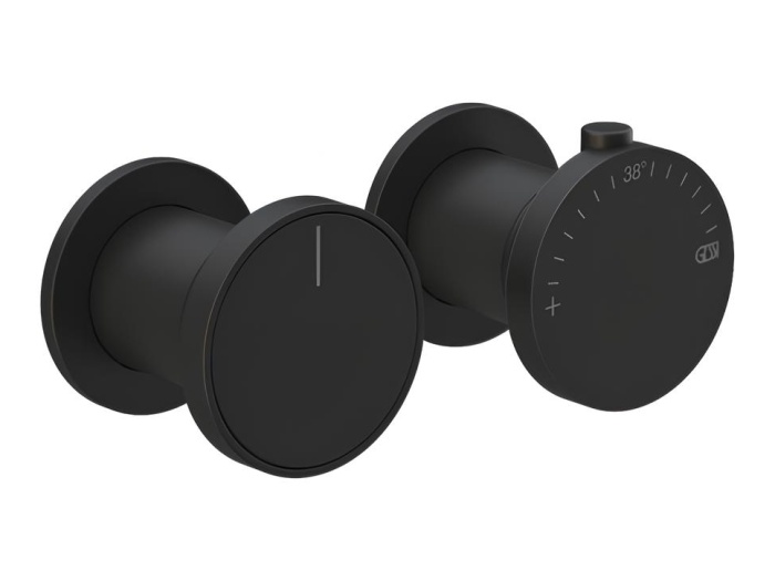 На изображении товар Термостат Gessi Origini, настенный, на 2 выхода, цвет Matte Black от официального представителя в Москве