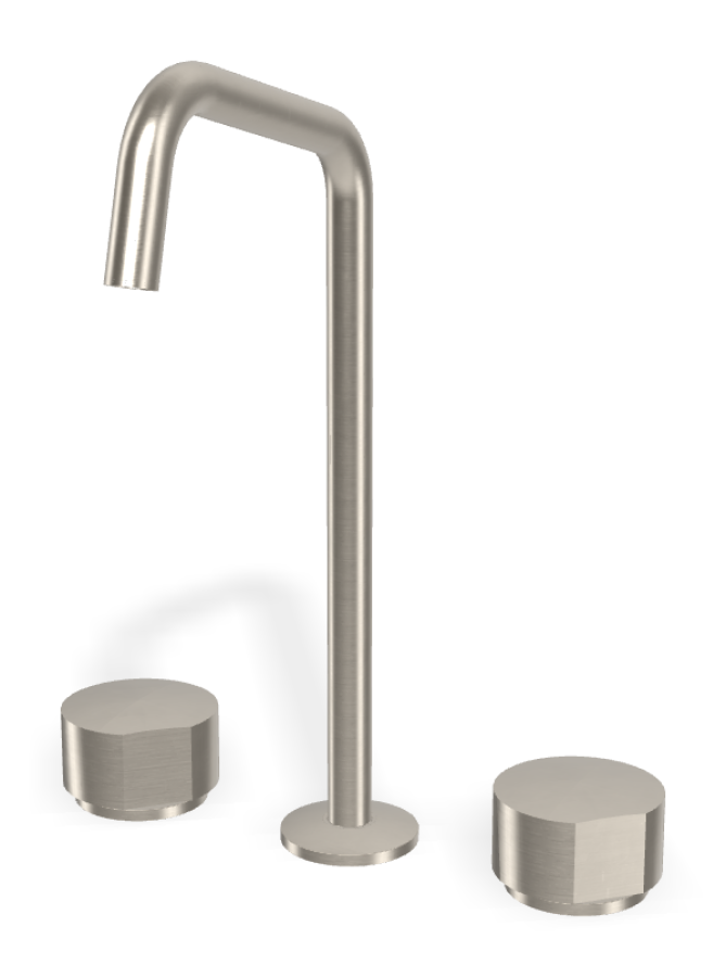 Смеситель для раковины Carlo Frattini SO, без ручек, с вращающимся изливом Ø18 мм, донным клапаном Click-Clack, 2 гибкими шлангами, Н-329 мм, цвет никель брашированный