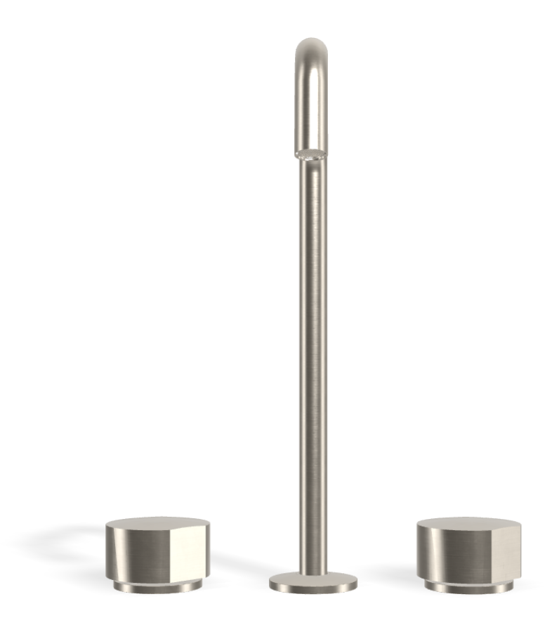 Смеситель для раковины Carlo Frattini SO, без ручек, с вращающимся изливом Ø18 мм, донным клапаном Click-Clack, 2 гибкими шлангами, Н-329 мм, цвет никель брашированный - изображение 1