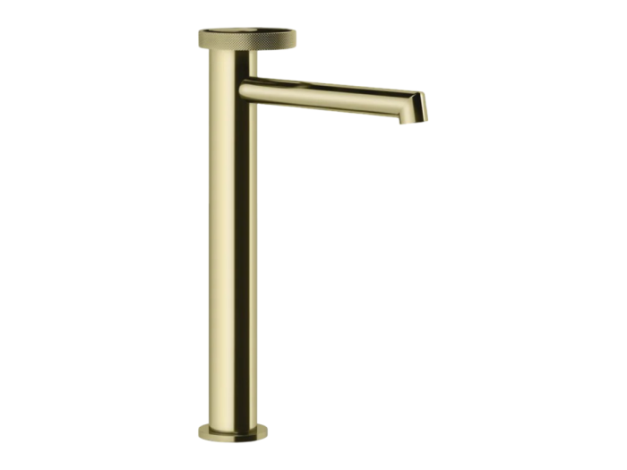На изображении товар Смеситель для раковины Gessi Anello, 70x208 мм, высокий, без донного клапана, цвет Brass PVD от официального представителя в Москве