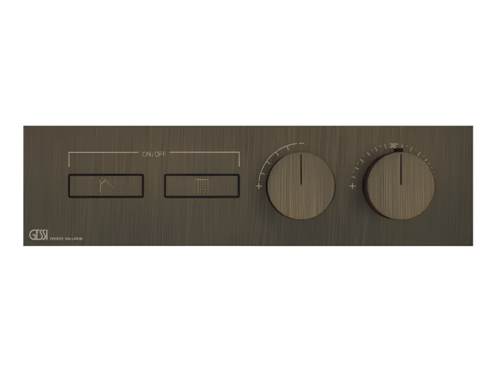 Термостат Gessi HI-FI, до 2 функций одновременно, с кнопками вкл/выкл, внешняя часть, цвет Antique Brass