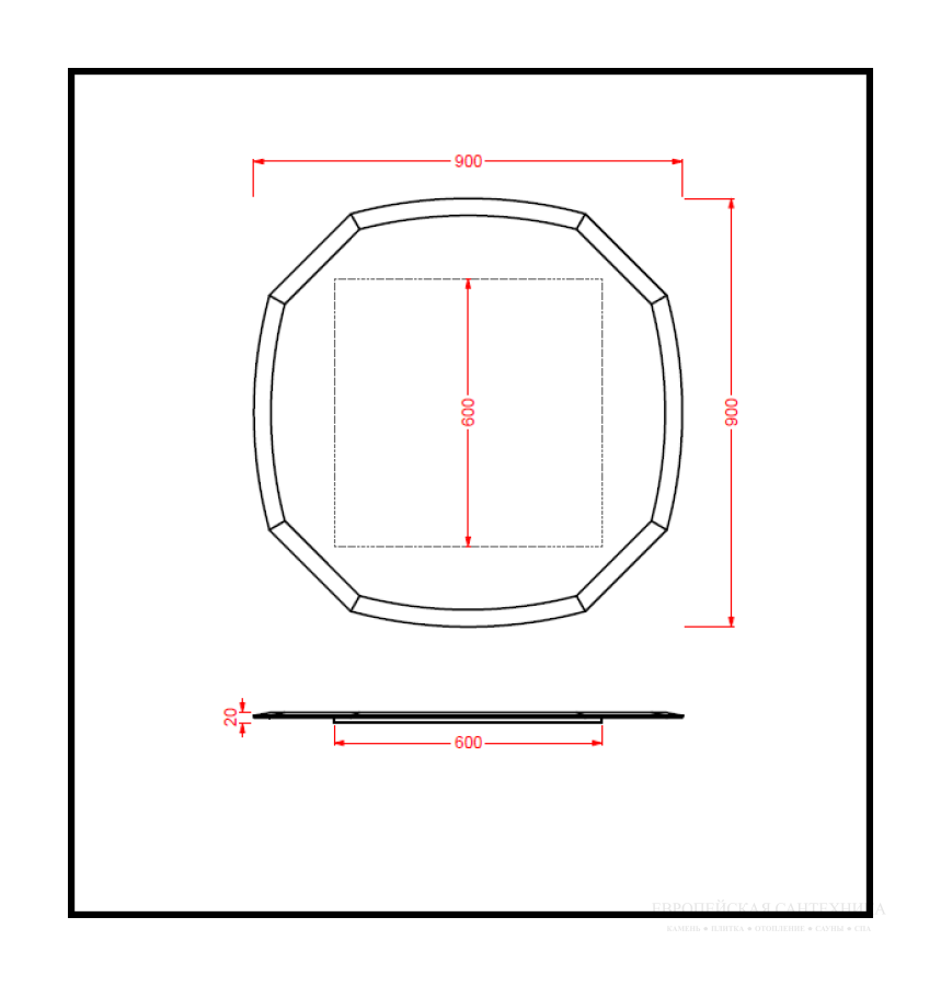 Зеркало Artceram Civitas настенное, 900 мм, восьмиугольное, без подсветки. Снято - изображение 1