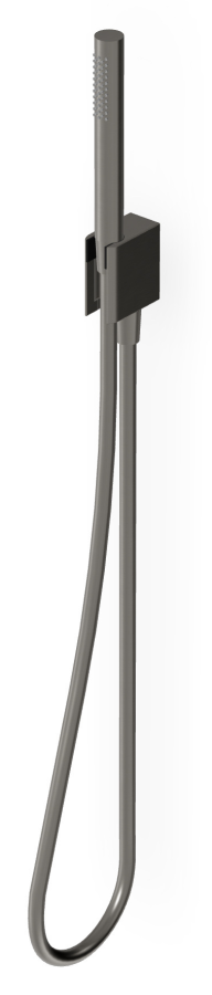 Ручной душ Zucchetti Shower, настенный: лейка, шланговое подсоединение со встроенным держателем, цвет Brushed Metal Black