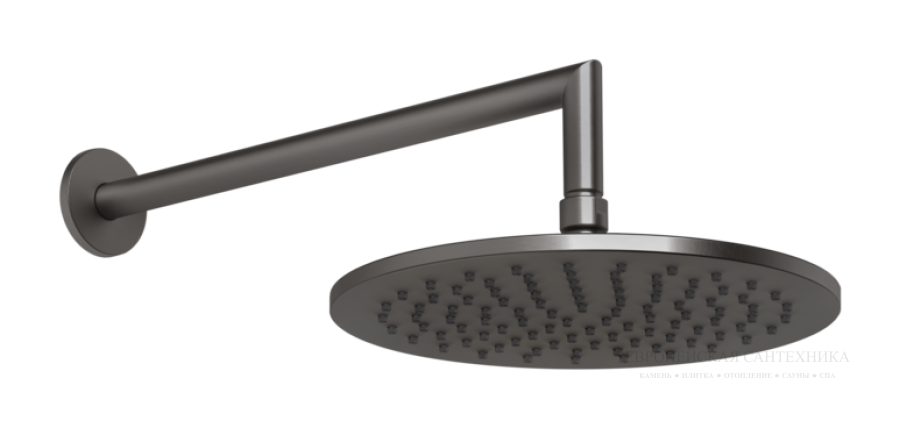 Верхний душ Gessi Anello, Ø250 мм, шарнирный с настенным держателем, цвет Black Metal Brushed PVD