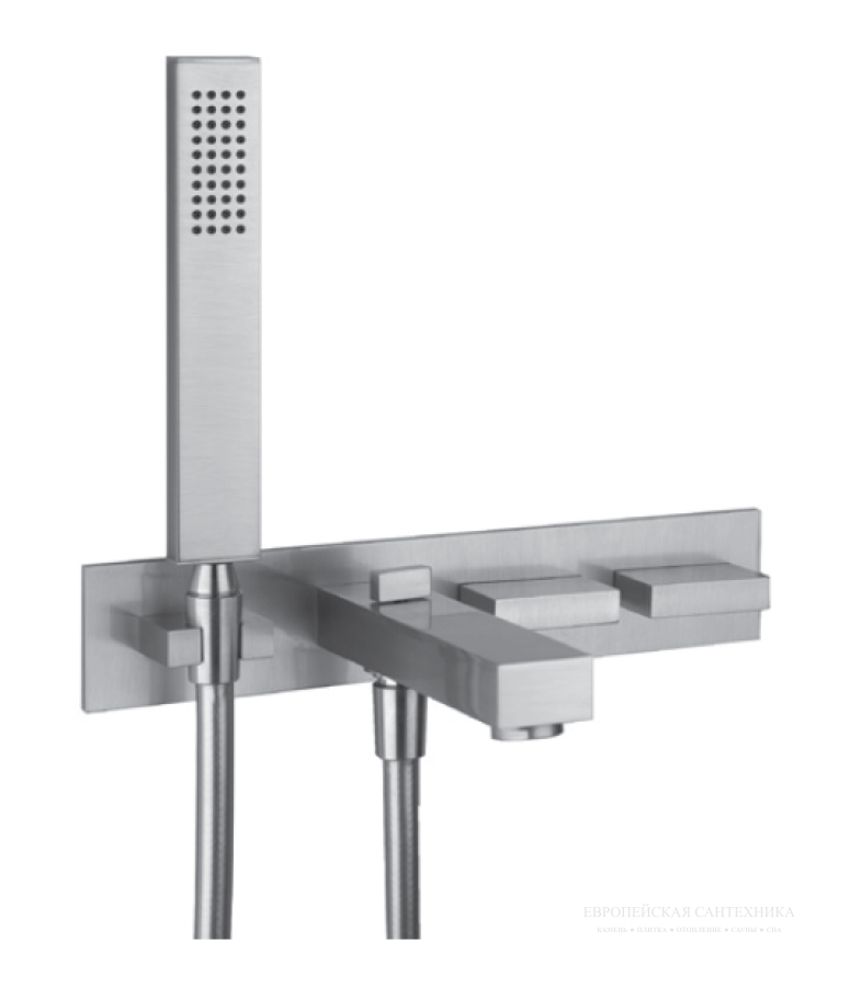 Смеситель для ванны Gessi Rettangolo T встраиваемый, с ручным душем, внешняя + скрытая части, цвет Black XL