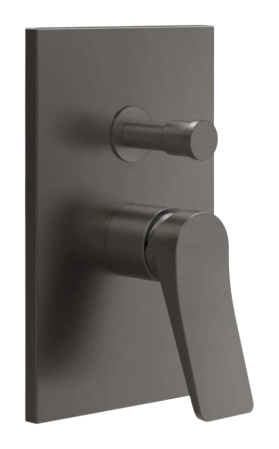 Смеситель для душа Gessi Rilievo, однорычажный, на 2 выхода с переключателем ванна/душ, внешняя часть, Н-220 мм, цвет Black Metal Brushed PVD
