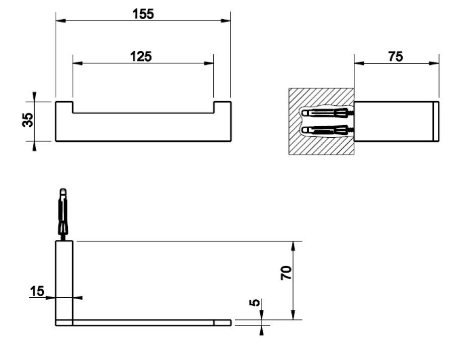 Бумагодержатель Gessi Rettangolo, настенный, вертикальная/горизонтальная установка, цвет Copper Brushed PVD - изображение 2