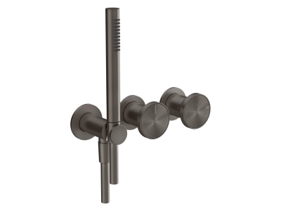 Смеситель для ванны/душа Gessi Origini, настенный, на 2 позиции, с переключателем, внешние части, цвет Black Metal Brushed PVD