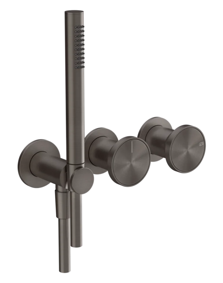 Смеситель для ванны/душа Gessi Origini, настенный, на 2 позиции, с переключателем, внешние части, цвет Black Metal Brushed PVD
