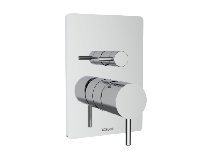 На изображении товар Смеситель для душа Bossini Teo, однорычажный, с механическим переключателем на 2 выхода, соединения 1/2” и 3/4”, внешняя часть, цвет хром от официального представителя в Москве