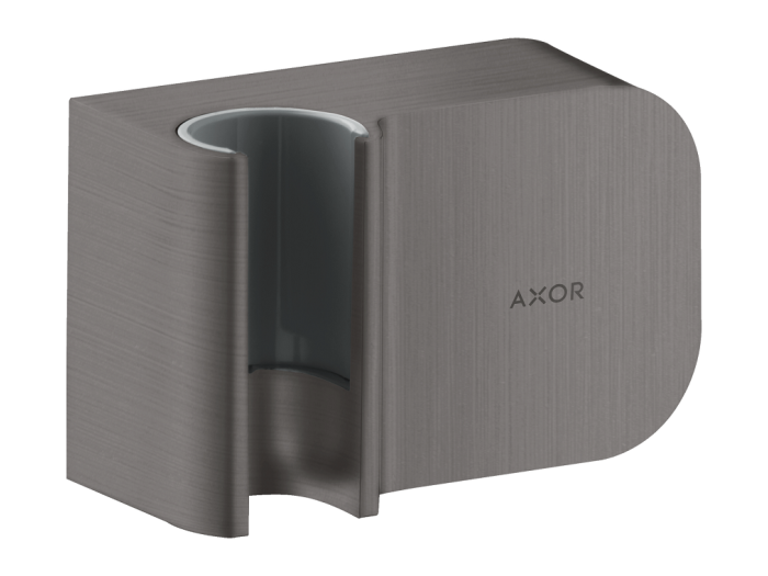 На изображении товар Держатель ручного душа Axor One, шланговое подсоединение, металл, цвет хром черный шлифованный от официального представителя в Москве