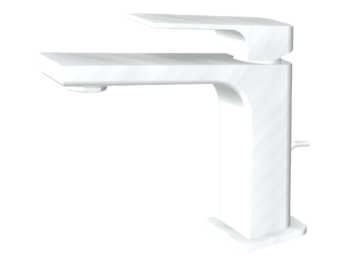 На изображении товар Смеситель для раковины Carlo Frattini Fit, h144 мм, однорычажный, c донным клапаном, цвет белый матовый от официального представителя в Москве