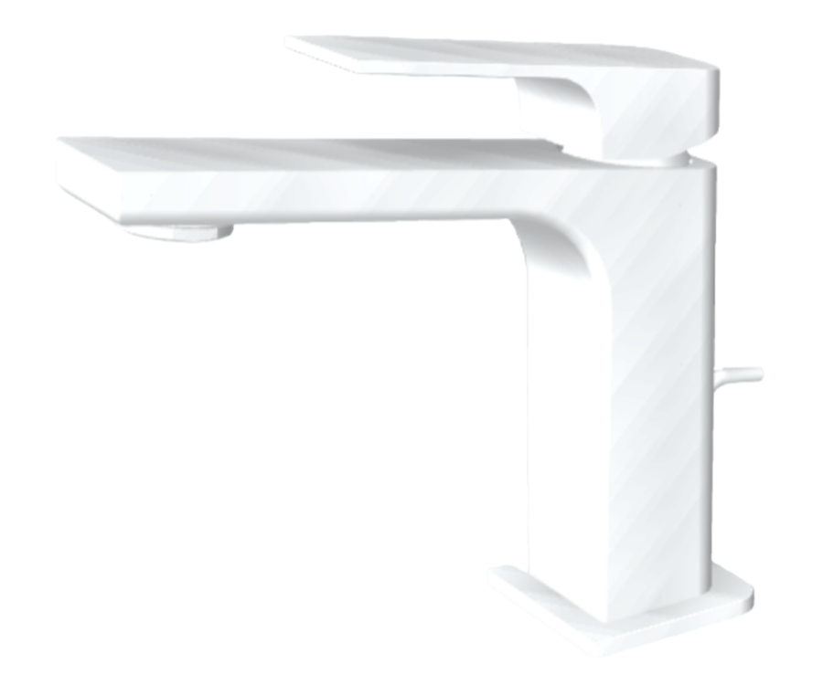 Смеситель для раковины Carlo Frattini Fit, h144 мм, однорычажный, c донным клапаном, цвет белый матовый