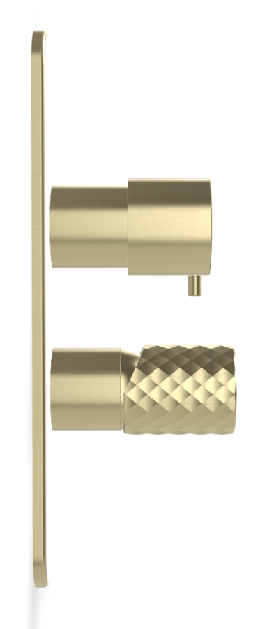 Смеситель для ванны/душа Carlo Frattini Spillo Tech, ручка X Collection, с переключателем на 2/3 потребителя, Н-260 мм, внешняя часть, цвет брашированная шампань - изображение 2