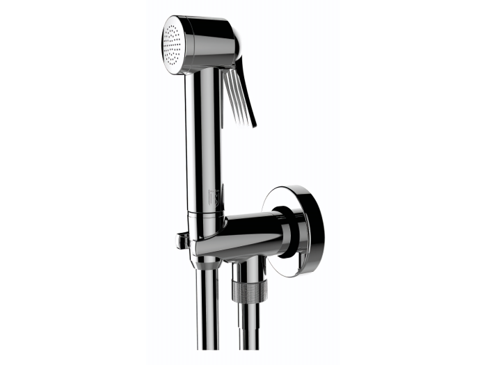 На изображении товар Душ гигиенический Bossini Apice: лейка, держатель, шланг Cromolux 1250 мм, цвет белый матовый от официального представителя в Москве