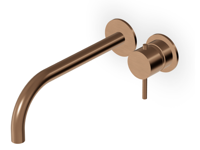 Смеситель для раковины Zucchetti Helm, монокомандный, настенный, на 2 отверстия, излив 230 мм, внешняя часть, цвет Brushed Chocolate