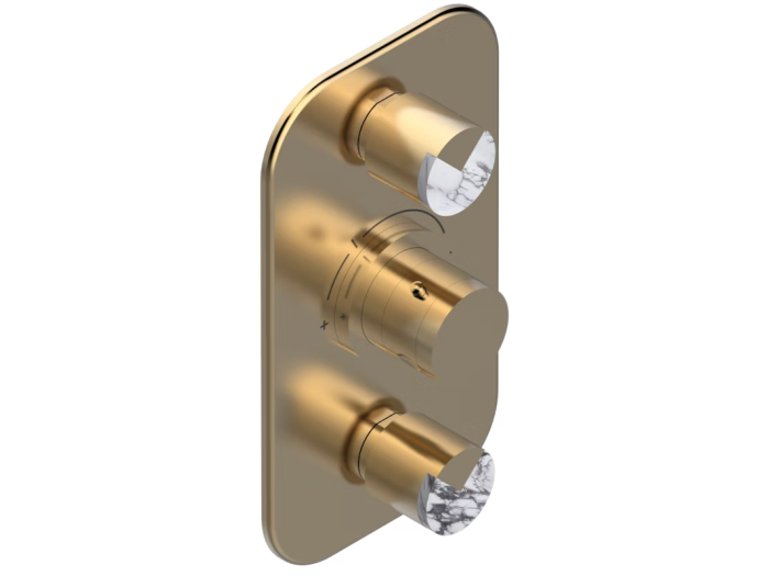 На изображении товар Термостат с двумя запорными вентилями THG Le 9 Howlite, внешняя часть, цвет Matt Umber PVD от официального представителя в Москве