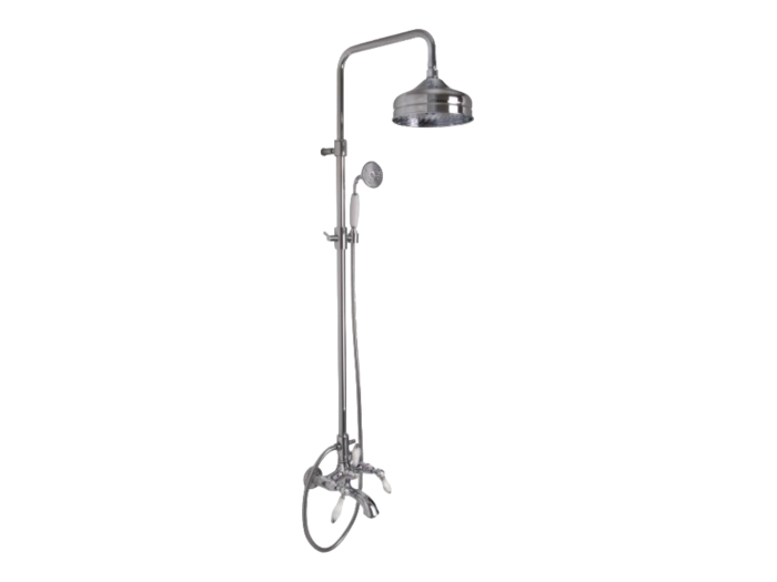 На изображении товар Душевая система Carlo Frattini Herend, с верхним душем и душевым комплектом, керамическими ручками, ширина 220 мм, цвет золото от официального представителя в Москве