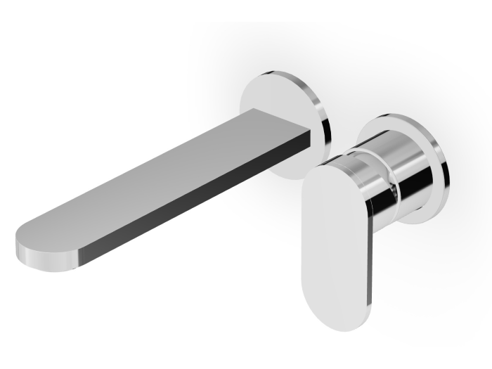 На изображении товар Смеситель Zucchetti Octo, для раковины, встраиваемый, на 2 отверстия, излив 180 мм, с аэратором, внешняя часть, цвет хром от официального представителя в Москве
