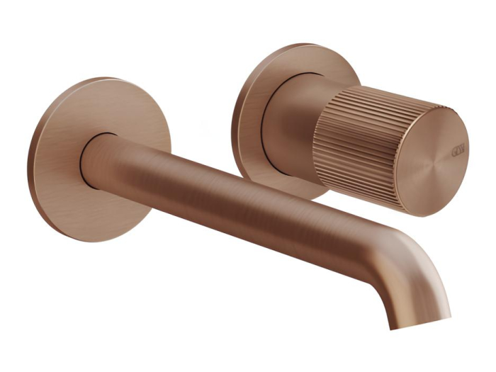 На изображении товар Cмеситель для раковины Gessi Habito, встраиваемый, настенный, цвет Copper Brushed PVD от официального представителя в Москве
