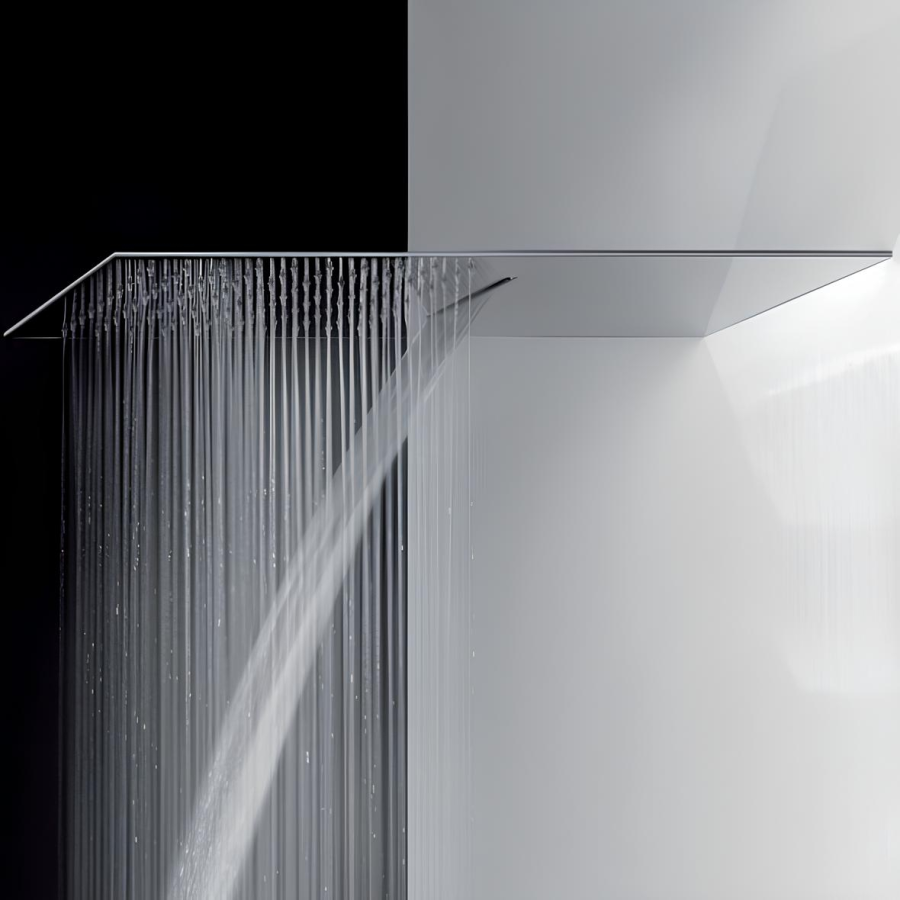 Верхний душ Gessi Tremillimetri Quadro 300, настенный, с функциями тропический ливень/водопад, L-550 мм, цвет Gold PVD - изображение 1
