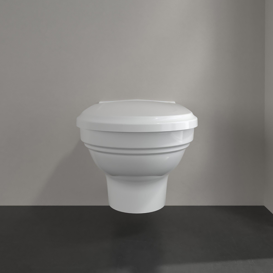 Унитаз Villeroy&Boch Hommage с вертикальным смывом 370x600 мм., подвесной, горизонтальный выпуск, цвет Альп. белый CeramicPlus - изображение 3