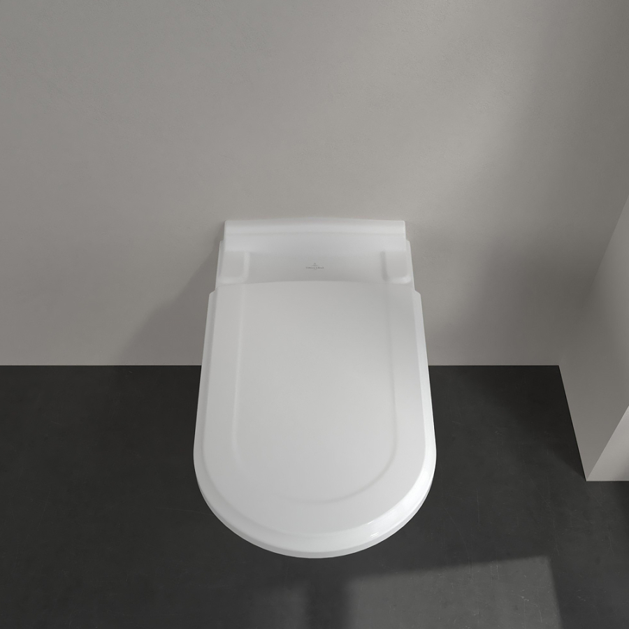 Унитаз Villeroy&Boch Hommage с вертикальным смывом 370x600 мм., подвесной, горизонтальный выпуск, цвет Альп. белый CeramicPlus - изображение 4