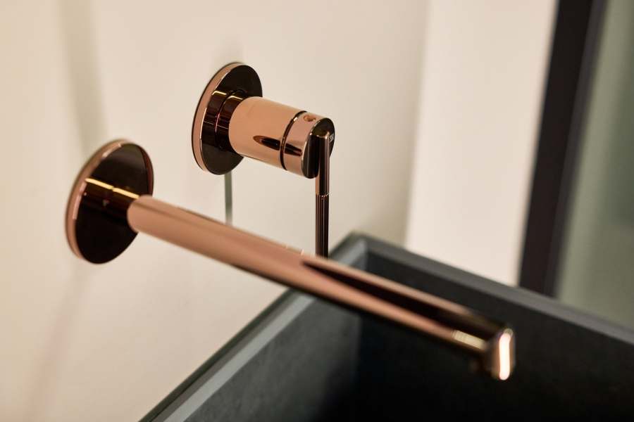 Смеситель Gessi Ingranaggio, встраиваемый, однорычажный, на 1 выход, внешняя часть, цвет Copper PVD - изображение 1