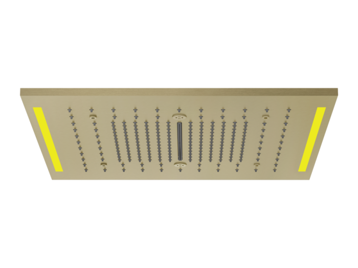 На изображении товар Накладная панель верхнего душа Gessi Colour, с подсветкой, 500x500 мм, цвет Brass Brushed  PVD от официального представителя в Москве