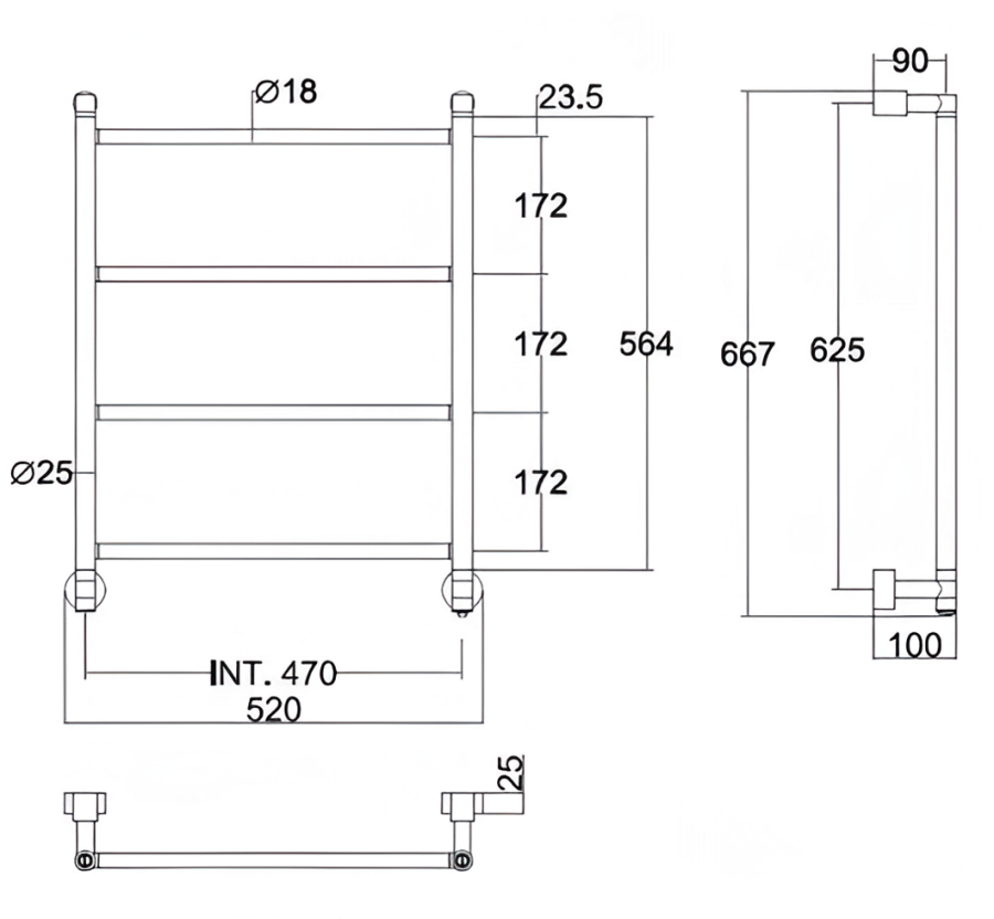 Полотенцесушитель Margaroli Mini, электрический, 667х102x520 мм, скрытая подводка слева, цвет Brushed Chrome - изображение 1