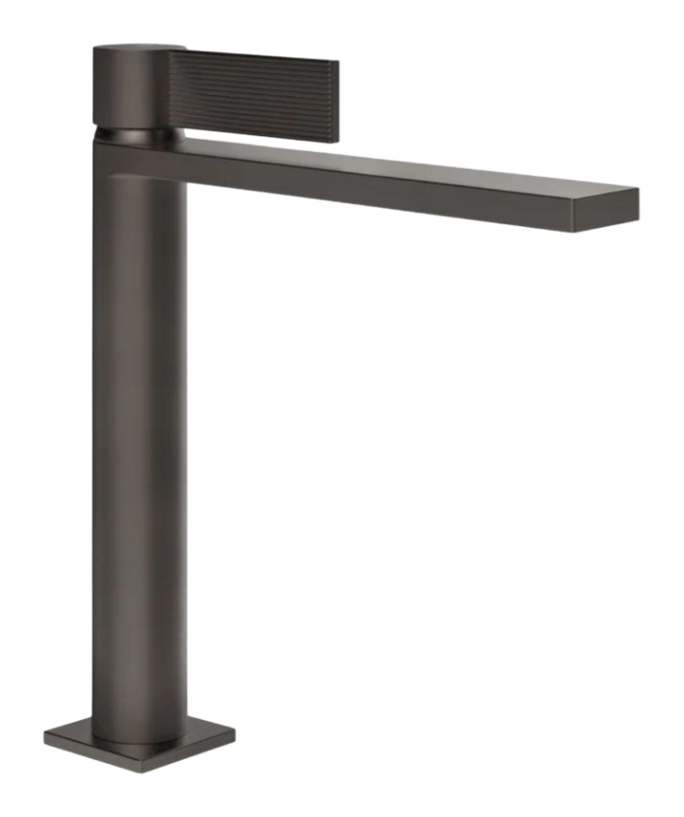 Смеситель для раковины Gessi Inverso, без донного клапана, с соединительными шлангами, Н-251 мм, цвет чёрный металл шлифованный PVD