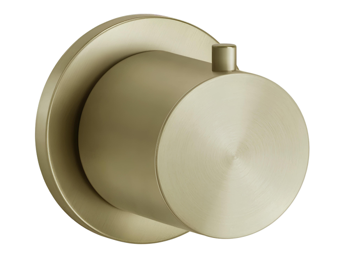 На изображении товар Запорный вентиль Gessi Bath-Shower 316, встраиваемый, для термостата высокой производительности, внешняя часть, цвет Brushed Brass PVD от официального представителя в Москве