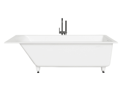 На изображении товар Ванна Salini S-Sense Cascata Kit  1800х800x600h мм, встраиваемая, регулируемые ножки, Click-Clack белый, сифон, интегрированный слив-перелив, цвет белый глянец от официального представителя в Москве