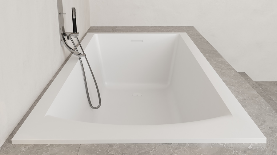 Ванна Salini S-Sense Cascata Kit  1800х800x600h мм, встраиваемая, регулируемые ножки, Click-Clack белый, сифон, интегрированный слив-перелив, цвет белый глянец - изображение 4