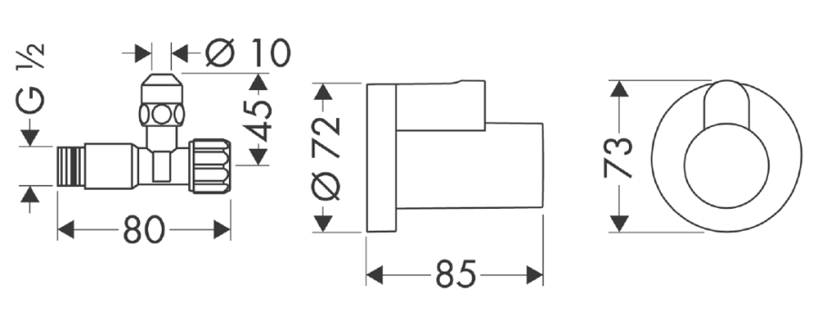 Вентиль угловой Hansgrohe, с цанговым зажимом, с декоративной накладкой, цвет хром - изображение 1