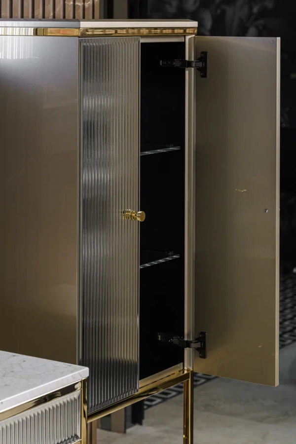 Oasis Bathroom Collection Academy консоль L1100хP530хH840 мм, для раковины, с 1 ящиком, 1 полкой, с декором Specchio Ribbed, отделка золото+столешница, ванна - изображение 12