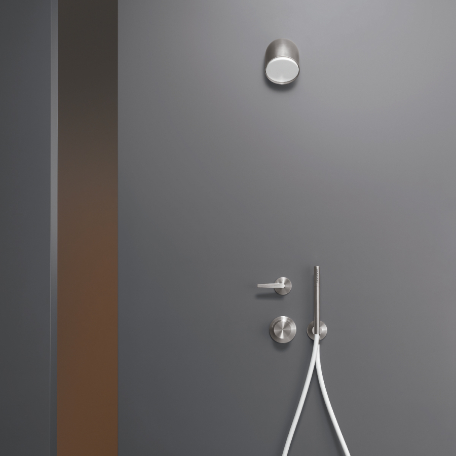Душ верхний CeaDesign Free Ideas, настенный, с торцевой частью Delrin® и дождевой струей, сталь, цвет белый/полированная сталь - изображение 3