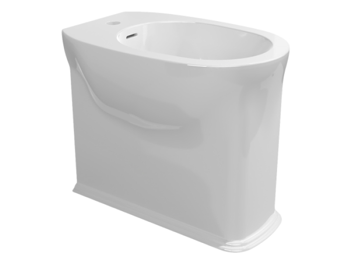 На изображении товар Биде Flaminia Madre, напольное приставное, 550х370 мм, 1 отверстие для смесителя, цвет белый от официального представителя в Москве