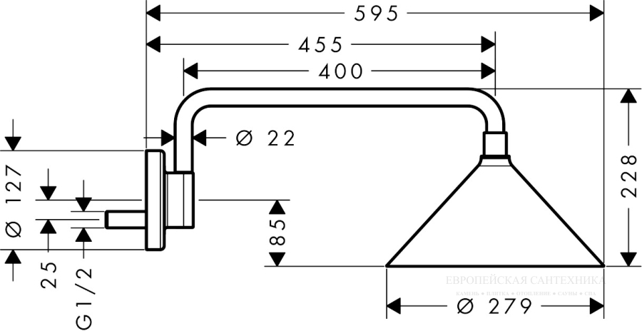 Верхний душ AXOR Shower 240 2jet, настенный с держателем, цвет золото красное полированное - изображение 3